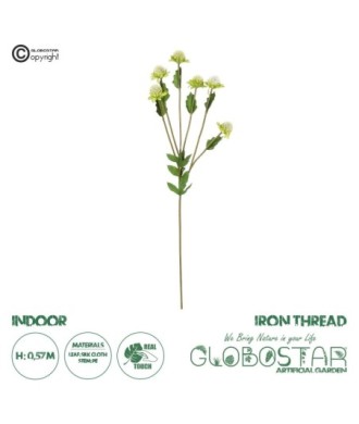GloboStar® Artificial Garden GREEN IRON THREAD BRANCH 21372 Τεχνητό Διακοσμητικό Κλαδί Πράσινο Ασπιδίστρα  Y57cm